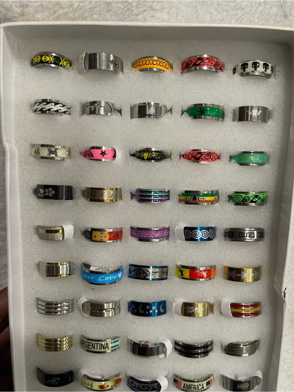 Choice of 1 Multicolor Stainless Steel Decorative Band Rings-Unbranded
